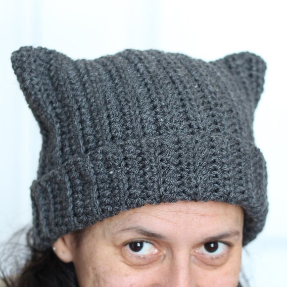 Cute Cat Ear Beanie - Handmade Crochet Cat Hat - Kitty Winter Hat - Picture 7 of 7
